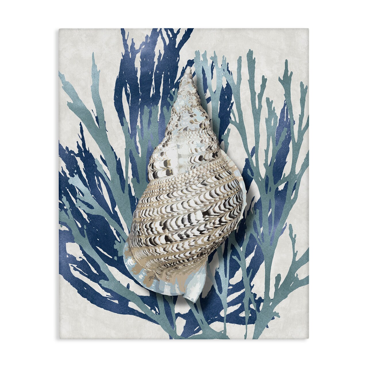 Stupell Industries Shell Coral Blue Beach Design Canvas Wall Art